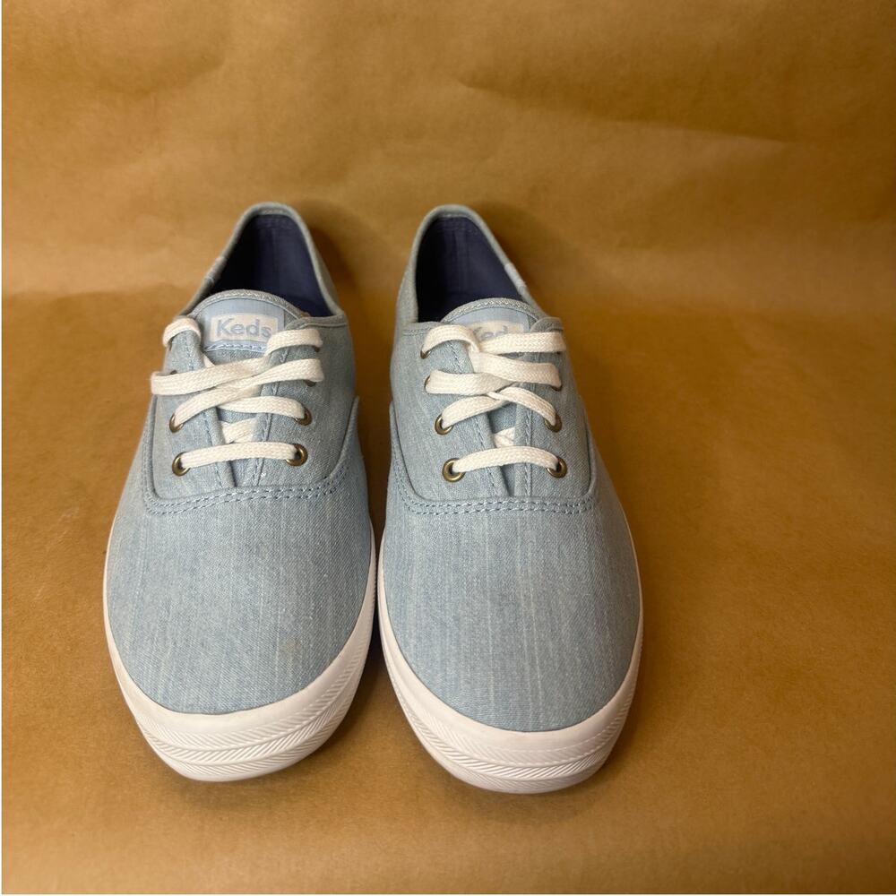 Vintage Keds Champion Seasonal Solid Light Blue Denim Lace Up SZ 8